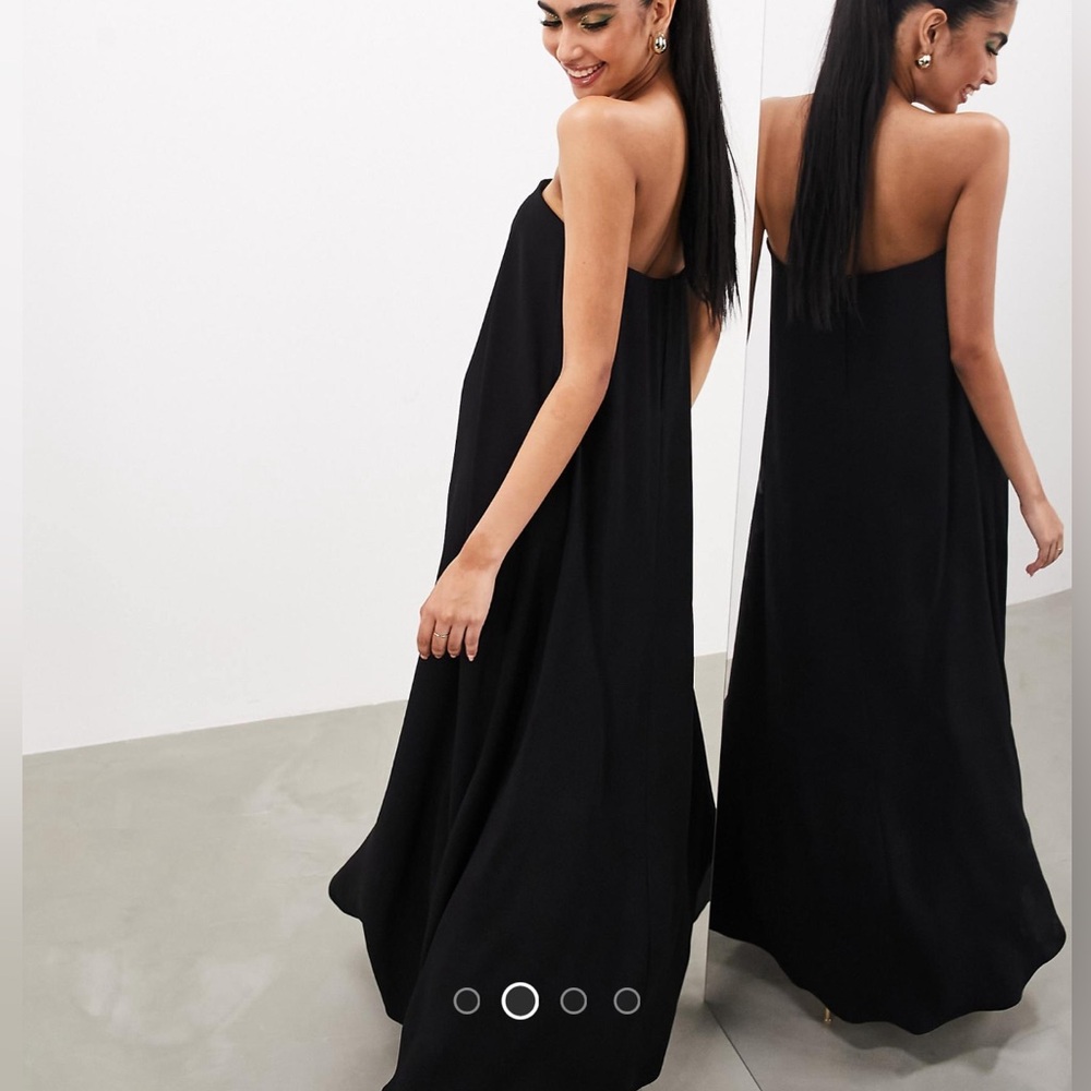 ASOS EDITION clean minimalist bandeau maxi dress in black - size 10 - never worn